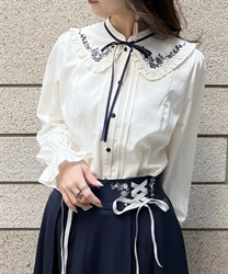 美女と野獣 刺繍ブラウス サックス トップス