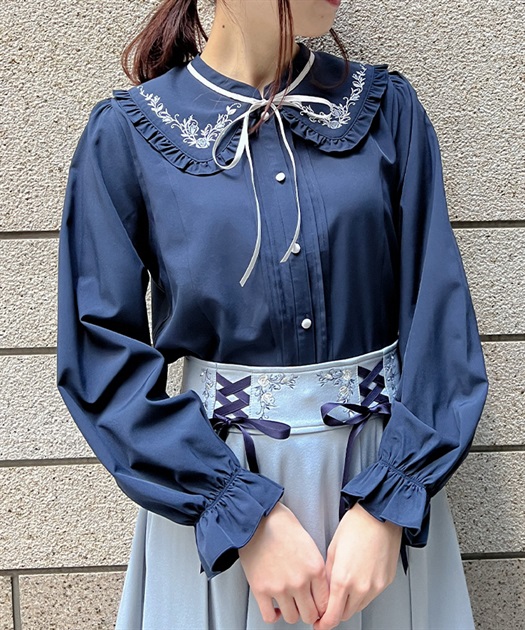 ブーケ刺繍フリル襟ブラウス | outlet | axes femme online shop ブーケ刺繍フリル襟ブラウス | outlet | axes femme online shop