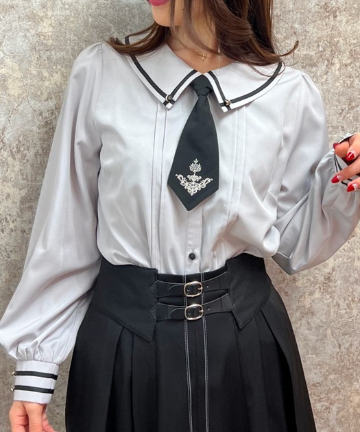 刺繍入りタイ付ブラウス | outlet | axes femme online shop 刺繍入りタイ付ブラウス | outlet | axes femme online shop