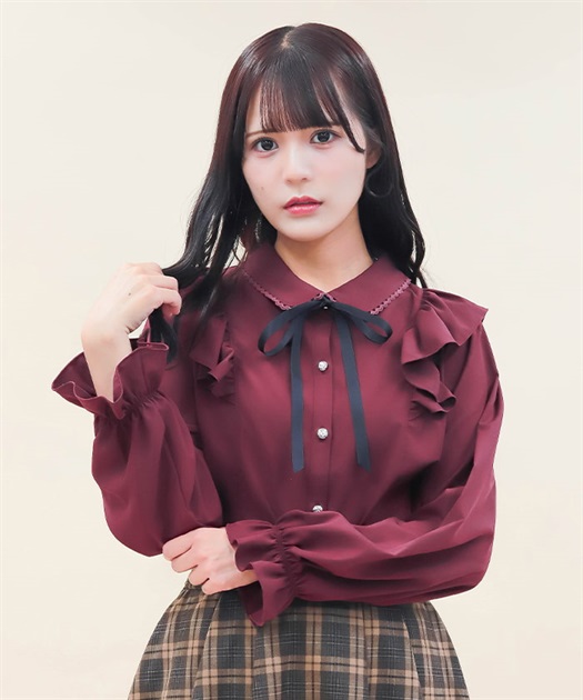 リボン付丸襟長袖ブラウス | POETIQUE | axes femme online shop リボン付丸襟長袖ブラウス | POETIQUE | axes femme online shop