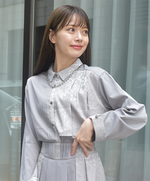 ジャカード切替プリーツシャツ | axes femme | axes femme ジャカード切替プリーツシャツ | axes femme | axes femme