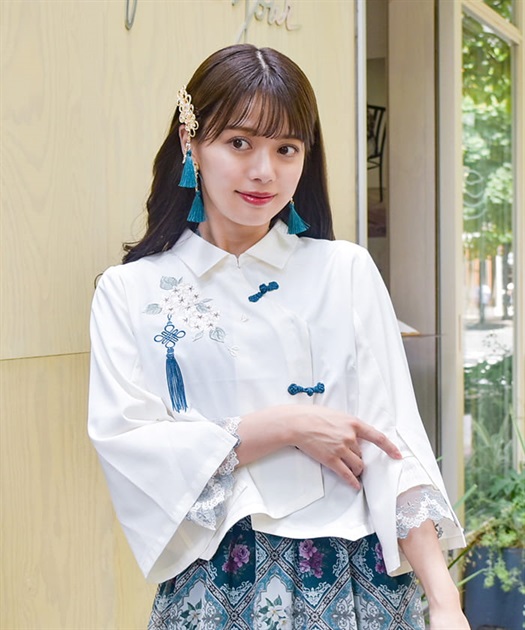 激安商品 ジャスミン刺繍チャイナブラウス | axes femme | axes femme アンティーク雑貨