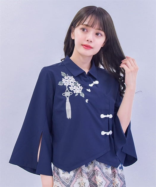 ジャスミン刺繍チャイナブラウス | レディース服・レディース