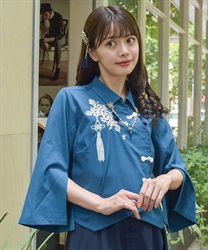 チャイナ服 花柄刺繍入りチャイナ風ブラウス（ブラウス/トップス