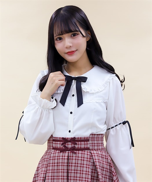 リボン付フリルビッグ襟ブラウス | outlet | axes femme online shop リボン付フリルビッグ襟ブラウス | outlet | axes femme online shop