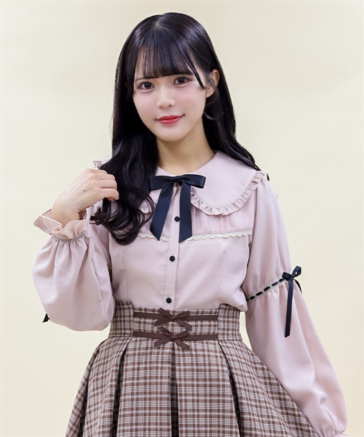 リボン付フリルビッグ襟ブラウス | outlet | axes femme online shop リボン付フリルビッグ襟ブラウス | outlet | axes femme online shop