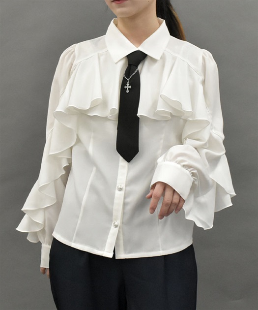 ネクタイ付ラッフルフリルブラウス | レディース服・レディース ネクタイ付ラッフルフリルブラウス | レディース服・レディース