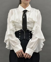 【送料関税無料】 ネクタイ付ラッフルフリルブラウス レディース服・レディース | トップス