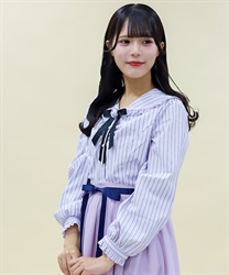 ブローチ付ピンストライプブラウス【2点10%OFF対象商品】(ラベンダー-M)