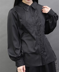 ヘビスケール刺繍ブラウス【2点10%OFF対象商品】(黒-M)