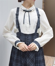 リボンブローチ付き刺繍襟ブラウス(生成り-F)