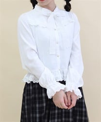 アイレットレースボウタイブラウス【2点10%OFF対象商品】(生成り-M)