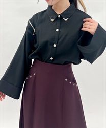 ショルダージップビッグシャツ(黒-F)