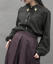 衿金具付きブラウス(黒-M)