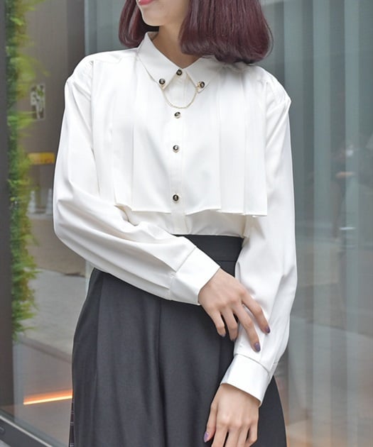 チェーン付プリーツシャツ | レディース服・レディース チェーン付プリーツシャツ | レディース服・レディース