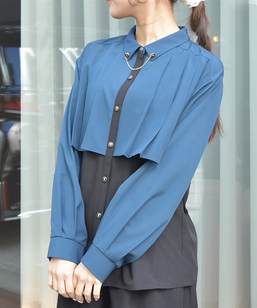 チェーン付プリーツシャツ | レディース服・レディース チェーン付プリーツシャツ | レディース服・レディース