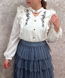 チョーカー風ローズ刺繍ブラウス | outlet | axes femme online shop