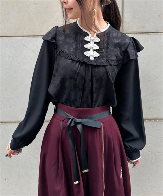 チャイナ釦ジャガードブラウス | outlet | axes femme online shop