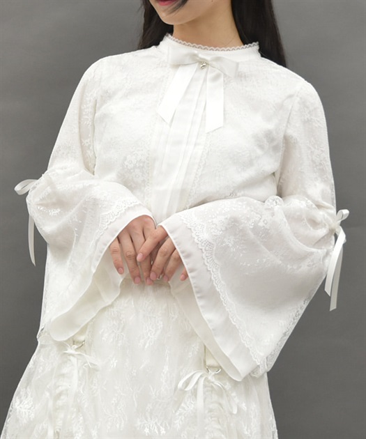 リボン付レース姫袖ブラウス | POETIQUE | axes femme online shop