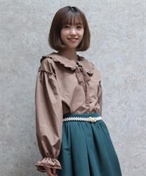 バブーシュカ付スモック風ブラウス【予約】(茶-M)