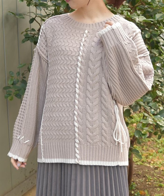 バイカラーステッチニットプルオーバー | axes femme | axes