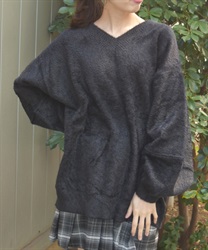 フェザーロングニット【期間限定価格】(黒-F)