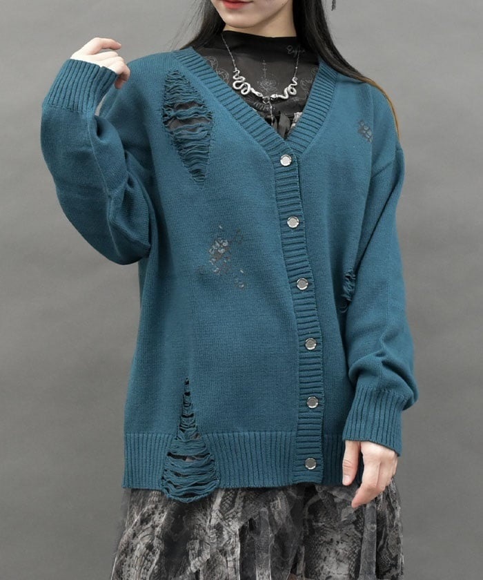 スネークスケールダメージカーディガン | POETIQUE | axes femme