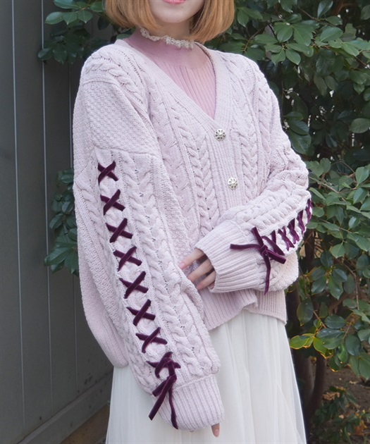 レースアップモールヤーンカーディガン | axes femme online shop