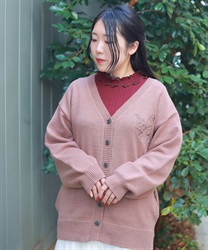 蝶刺繍ロングニットカーディガン【予約】(茶-F)
