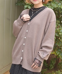 薔薇×蝶刺繍ロングカーディガン(モカ-F)