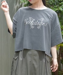 ビジューロゴショートＴシャツ【WEB限定価格】(黒-F)