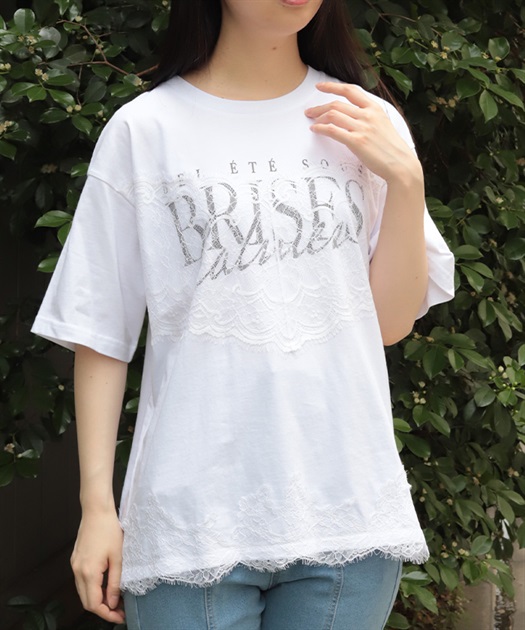 レース×ロゴビッグＴシャツ【ランク別お値下げ対象商品】