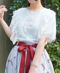 レースレイヤードＴシャツ【予約】(サックス-F)