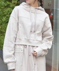 フード付ショートスウェット【2点10%OFF対象商品】(グレー-F)