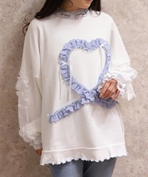 フリルハートロングトレーナー(白-F)