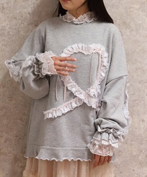 フリルハートロングトレーナー(グレー-F)