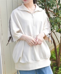 リボンラインジップトレーナー【2点10%OFF対象商品】(生成り-F)