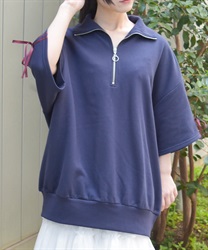 リボンラインジップトレーナー【2点10%OFF対象商品】(紺-F)