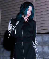 リボンライントラックジャケット【2点10%OFF対象商品】(黒-M)