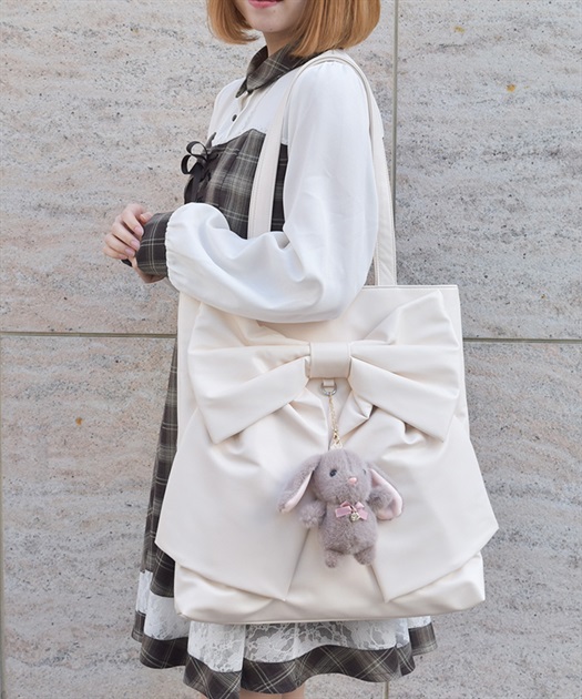 タテ型ビッグリボン合皮トート | axes femme online shop