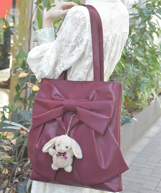 タテ型ビッグリボン合皮トート | axes femme online shop