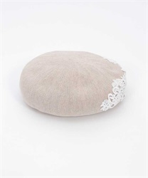 レース付きコットンベレー(ベージュ-F)