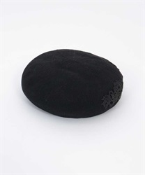 レース付きコットンベレー(黒-F)