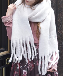 雪の結晶刺繍ストール(生成り-F)
