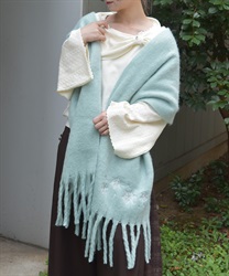 雪の結晶刺繍ストール(ミント-F)