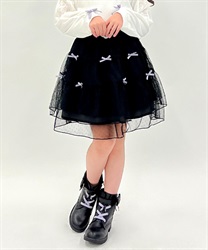 kidsチュールリバーシブルスカート(黒-120cm)