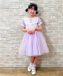 kidsチュールドレスワンピース(ラベンダー-120cm)