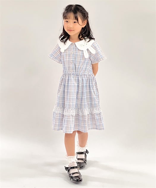 うさぎ襟サマーチェックワンピース