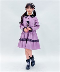 kidsネコ襟ティアードワンピース【期間限定価格】【2BUY10%OFF対象商品】(パープル-120cm)