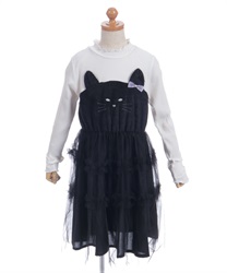 もふもふくろねこワンピース(白-120cm)